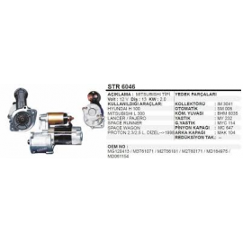 MARS MOTORU 12V 13 DIS 2.0KW MITSUBISHI TIP HYUNDAI H100 / PAJERO 2.3 2.5D